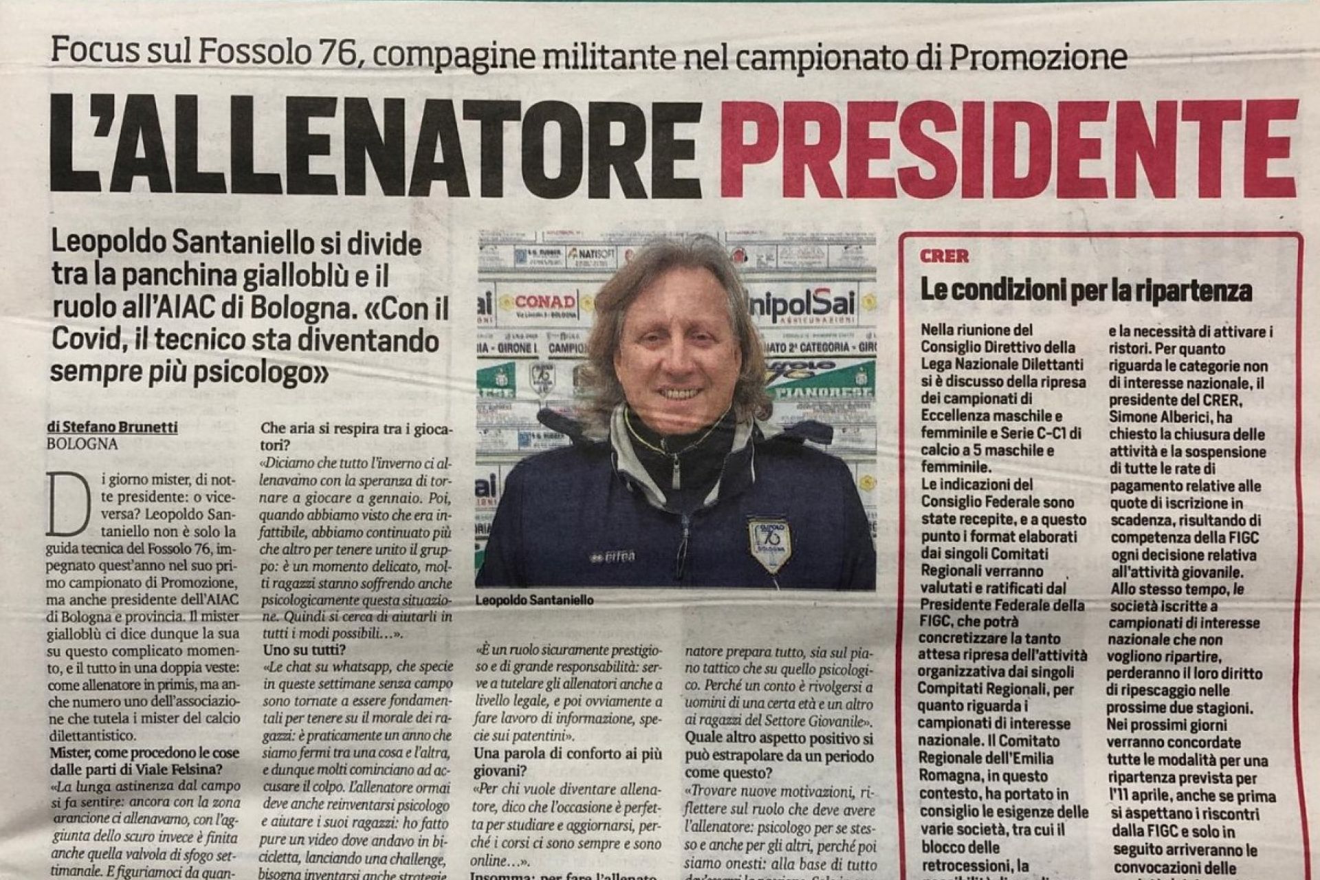 “L’allenatore Presidente” – il Fossolo76 su CorriereSport-Stadio